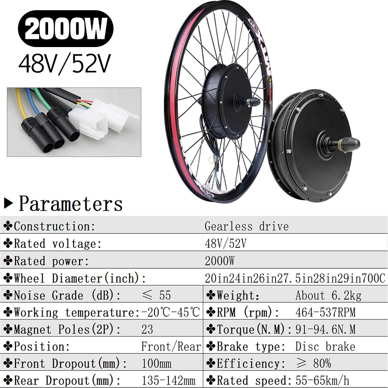 48V 2000W E-Bike Umbausatzteil – 72V 5000W Hub Motor Kit Bewertung und Preis